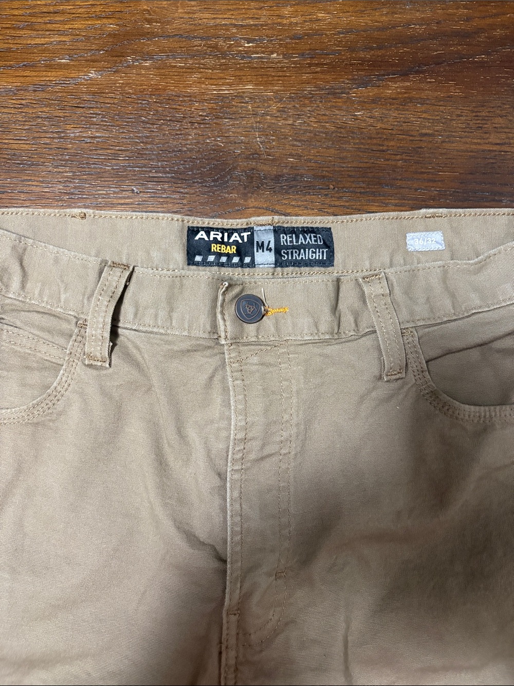 Ariat Rebar Relaxed Straight Work Chinos - Khaki Tan 36/32